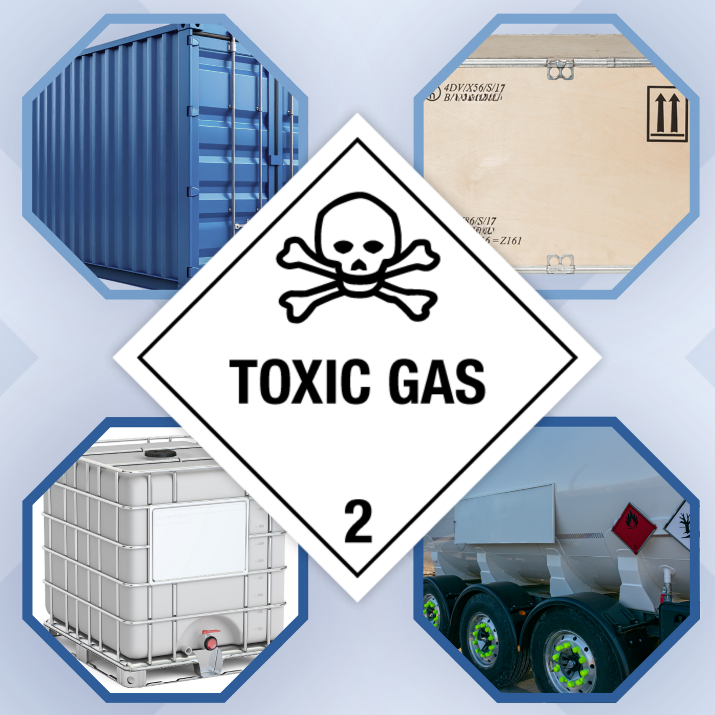 Classe 2 | 2.3 Gaz toxiques | Avec texte | « Gaz toxique » | Autocollant | Homologué BS5609 | IATA | ADR | IMDG | ADN | RID
