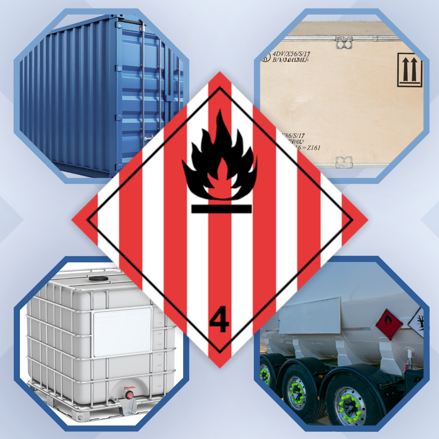 Class 4 | 4.1 Flammable solids | Without text | Self-adhesive for Dangerous Goods Transport | Water and UV Resist | MYDG.SHOP