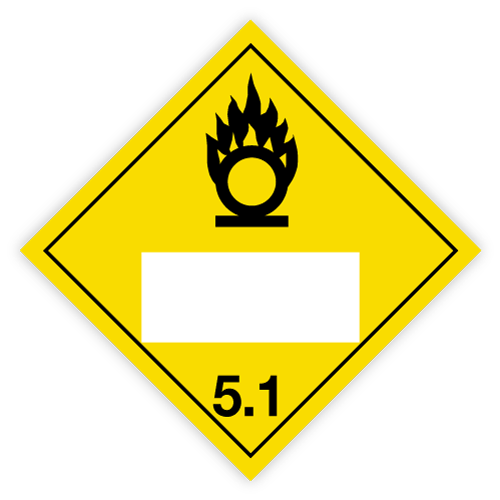 Class 5 | 5.1 Oxidizers | With white UN field | Self-adhesive for Dangerous Goods Transport | Water and UV Resist | MYDG.SHOP