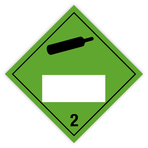 Class 2 | 2.2 Flammable gases| With white UN field | Self-adhesive for Dangerous Goods Transport | Water and UV Resistant Polypropylene | BS5609 | IATA | ADR | IMDG | ADN | RID