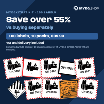 Save over 55%: battery label kit, 100 labels