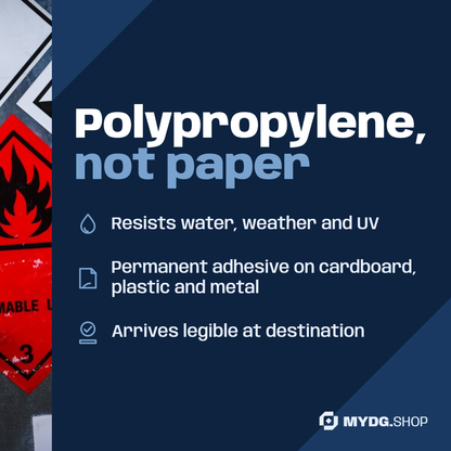 Polypropylene labels resistant to water and UV
