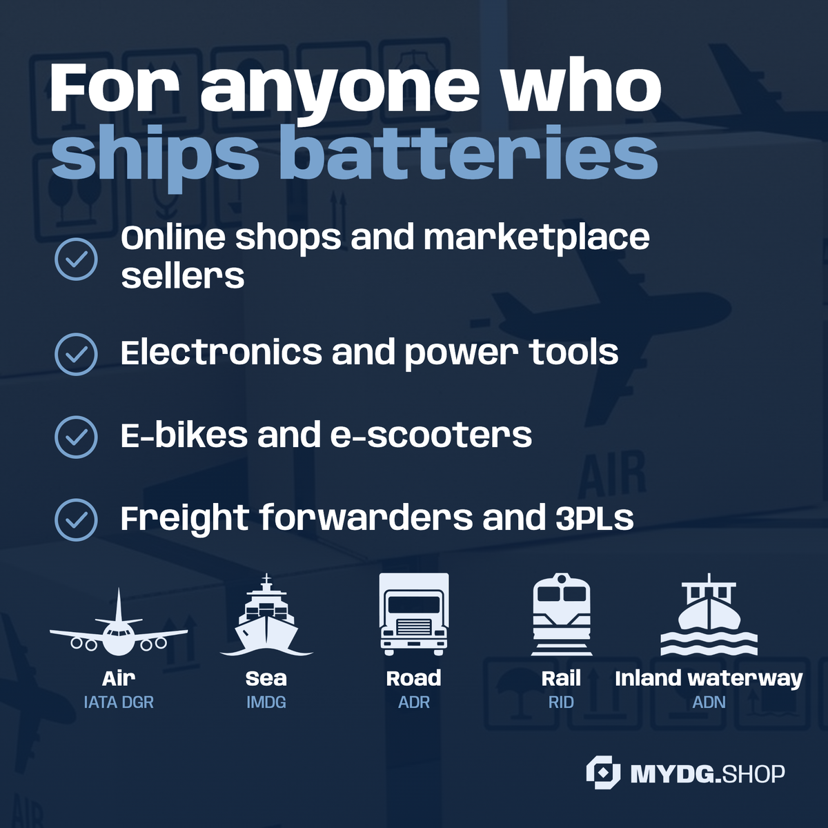 For online shops, electronics, e-bikes and freight forwarders