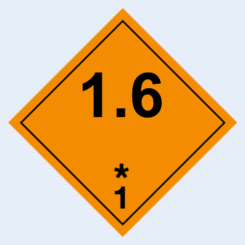 Class 1 | Explosive | 1.6 text | Self-adhesive for Dangerous Goods Transport | Water and UV Resistant Polypropyle | MYDG.SHOP