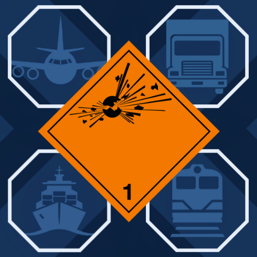Class 1 | Explosive | Without text | Self-adhesive for Dangerous Goods Transport | Water and UV Resistant Polypropylene | BS5609 | IATA | ADR | IMDG | ADN | RID
