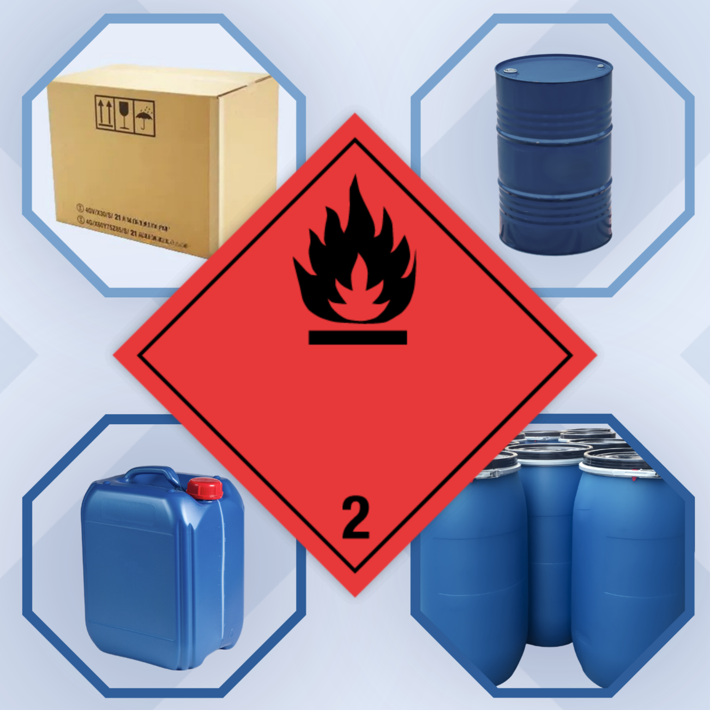 Classe 2 | 2.1 Gaz inflammables | Sans texte | Auto-adhésif | Homologué BS5609 | IATA | ADR | IMDG | ADN | RID 