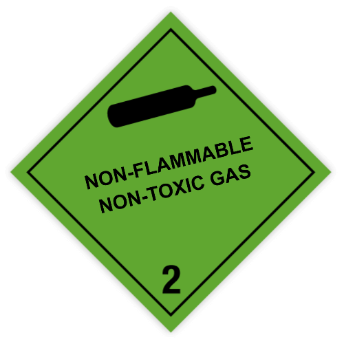Classe 2 | 2.2 Gaz comprimés | Avec texte | « Gaz comprimé ininflammable » | Autocollant | Homologué BS5609 | IATA | ADR | IMDG | ADN | RID 