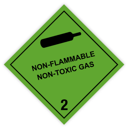 Classe 2 | 2.2 Gaz comprimés | Avec texte | « Gaz comprimé ininflammable » | Autocollant | Homologué BS5609 | IATA | ADR | IMDG | ADN | RID 