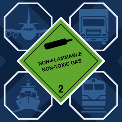 Classe 2 | 2.2 Gaz comprimés | Avec texte | « Gaz comprimé ininflammable » | Autocollant | Homologué BS5609 | IATA | ADR | IMDG | ADN | RID 