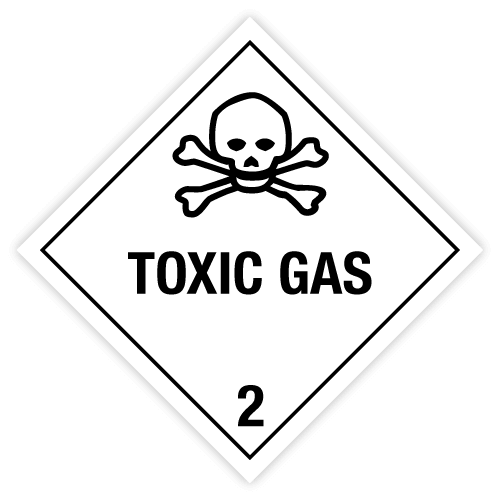 Classe 2 | 2.3 Gaz toxiques | Avec texte | « Gaz toxique » | Autocollant | Homologué BS5609 | IATA | ADR | IMDG | ADN | RID 