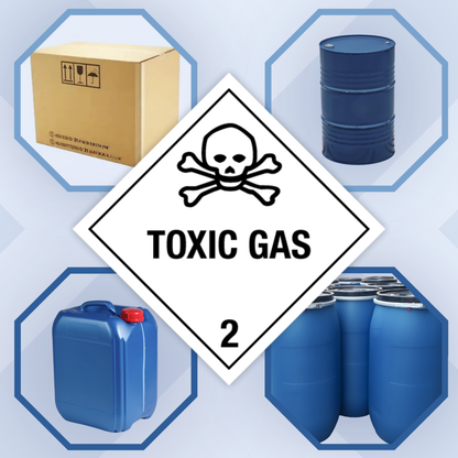 Classe 2 | 2.3 Gaz toxiques | Avec texte | « Gaz toxique » | Autocollant | Homologué BS5609 | IATA | ADR | IMDG | ADN | RID 