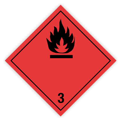 Class 3 | Flammable liquids | Without text | Self-adhesive for Dangerous Goods Transport | Water and UV Resistant Polypropylene | BS5609 | IATA | ADR | IMDG | ADN | RID