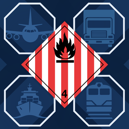 Class 4 | 4.1 Flammable solids | Without text | Self-adhesive for Dangerous Goods Transport | Water and UV Resist | MYDG.SHOP