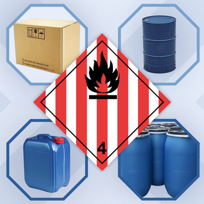 Class 4 | 4.1 Flammable solids | Without text | Self-adhesive for Dangerous Goods Transport | Water and UV Resist | MYDG.SHOP