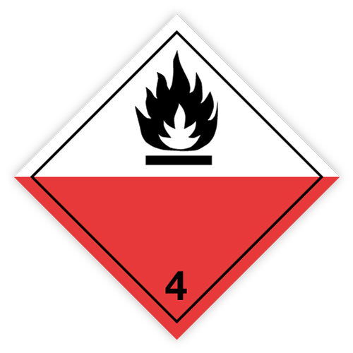 Classe 4 | 4.2 Substances susceptibles de combustion spontanée | Sans texte | Auto-adhésif | Homologué BS5609 | IATA | ADR | IMDG | ADN | RID 