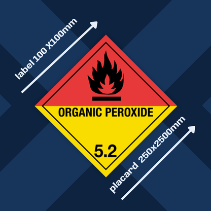 Class 5 | 5.2 Organic peroxides | With text | "Organic peroxide" | Self-adhesive for Dangerous Goods Transport |  | MYDG.SHOP