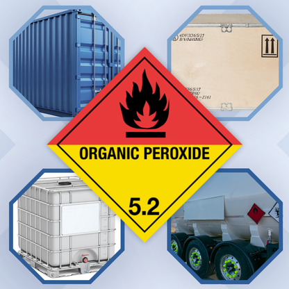 Class 5 | 5.2 Organic peroxides | With text | "Organic peroxide" | Self-adhesive for Dangerous Goods Transport |  | MYDG.SHOP