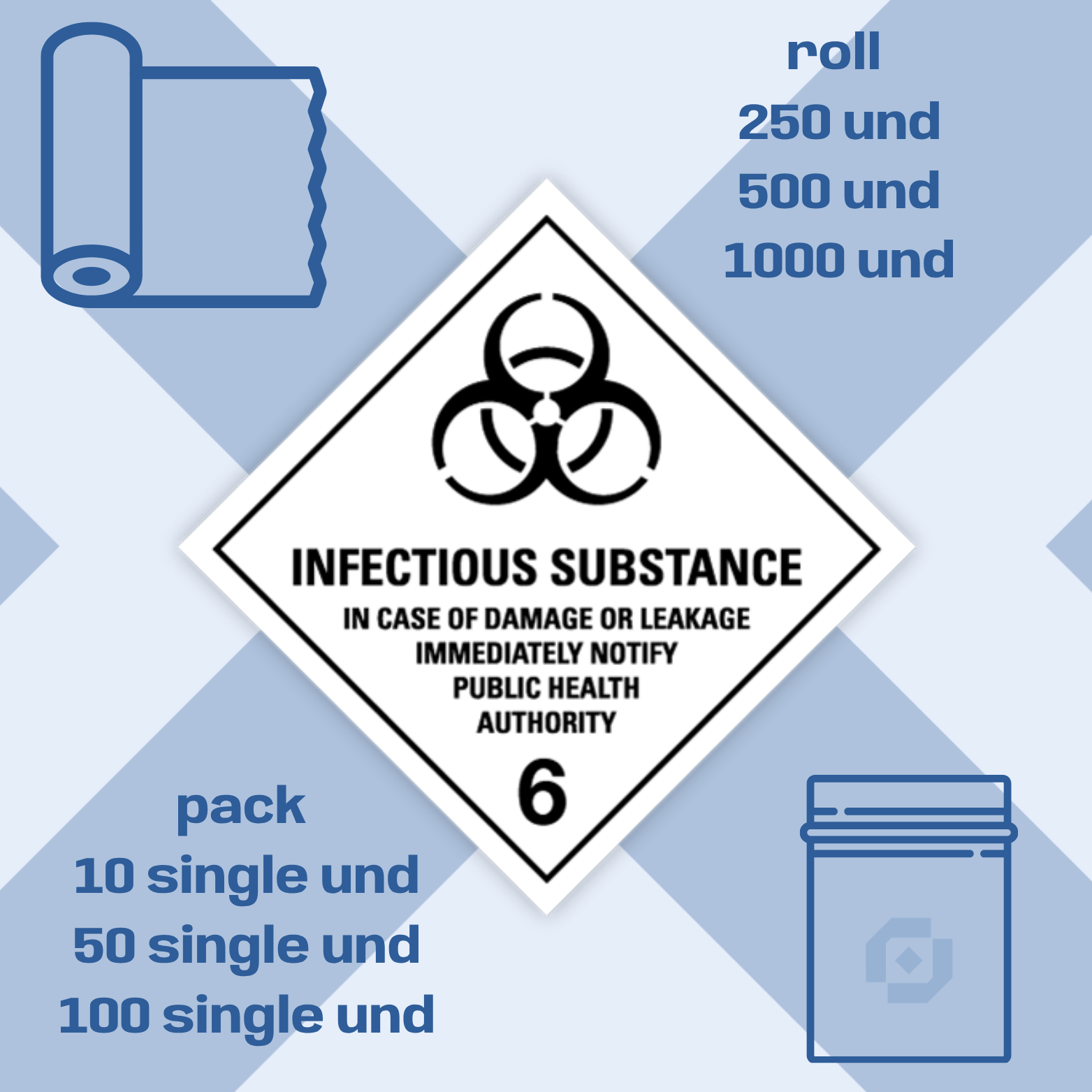 Class 6 | 6.2 Infectious substances | With text | "Infectious Substance" | Self-adhesive for Dangerous Goods Tran | MYDG.SHOP