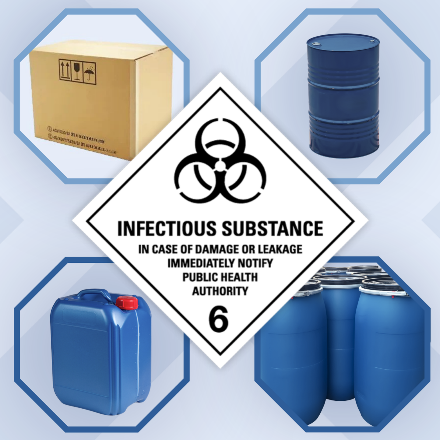 Class 6 | 6.2 Infectious substances | With text | "Infectious Substance" | Self-adhesive for Dangerous Goods Tran | MYDG.SHOP