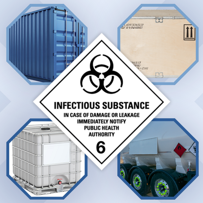 Class 6 | 6.2 Infectious substances | With text | "Infectious Substance" | Self-adhesive for Dangerous Goods Tran | MYDG.SHOP