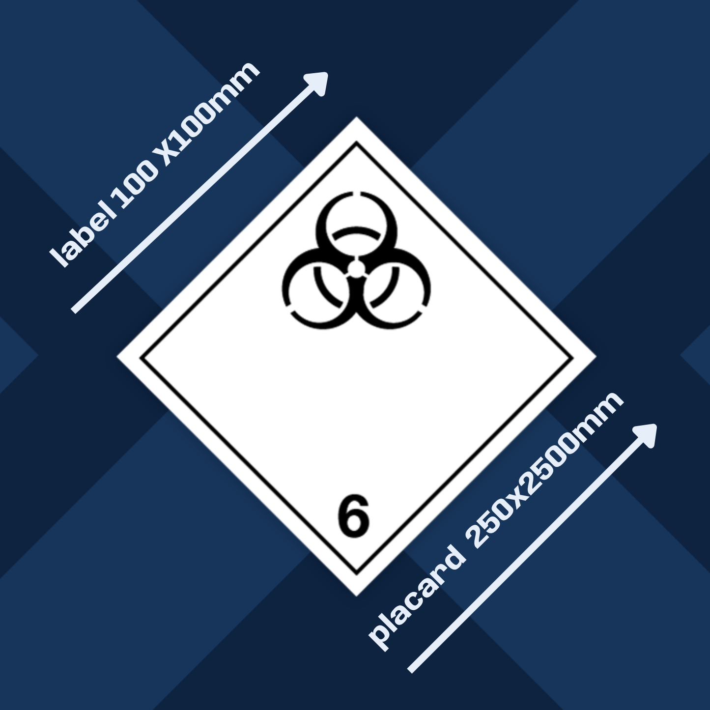 Classe 6 | 6.2 Substances infectieuses | Sans texte | Auto-adhésif | Homologué BS5609 | IATA | ADR | IMDG | ADN | RID 