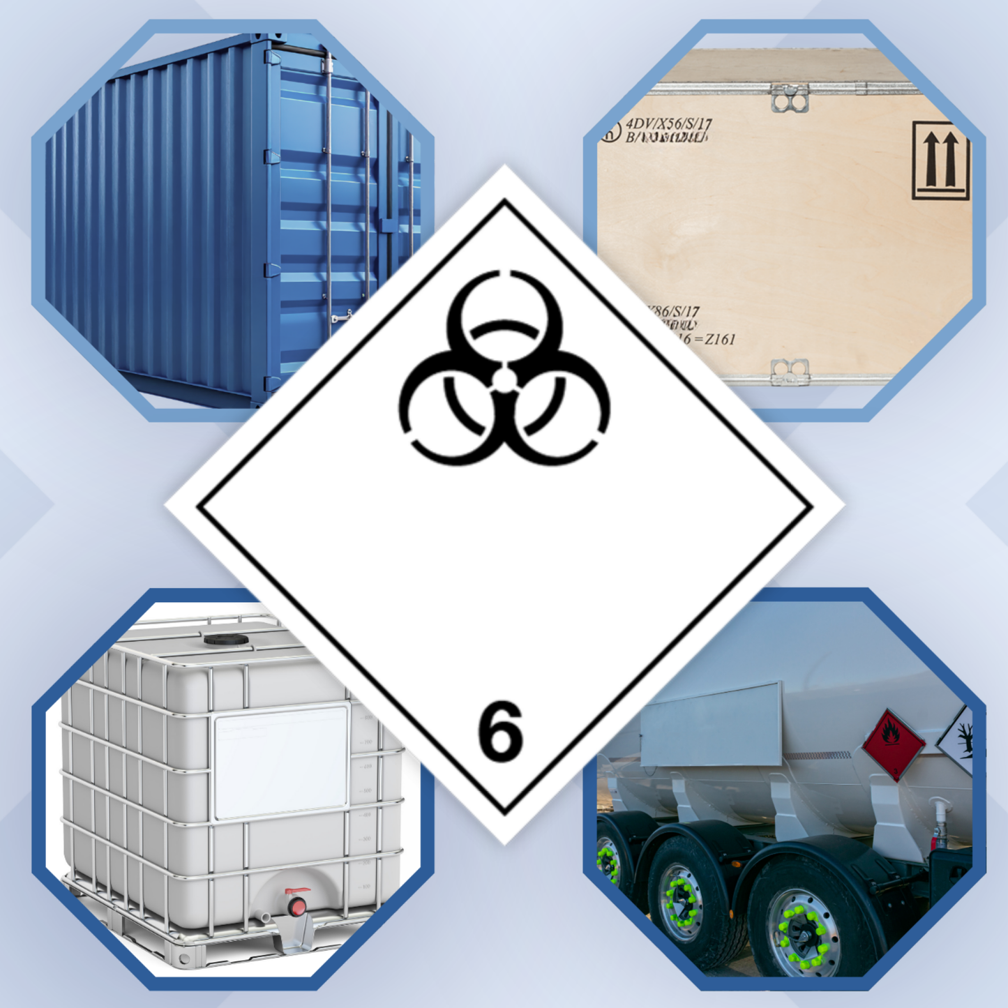 Classe 6 | 6.2 Substances infectieuses | Sans texte | Auto-adhésif | Homologué BS5609 | IATA | ADR | IMDG | ADN | RID 