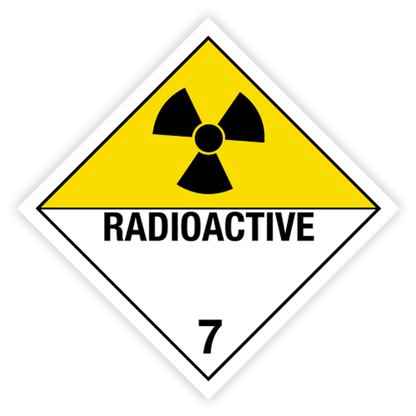 Class 7 | 7.0 Radioactive substances | With text | "Radioactive" | Self-adhesive for Dangerous Goods Transport |  | MYDG.SHOP
