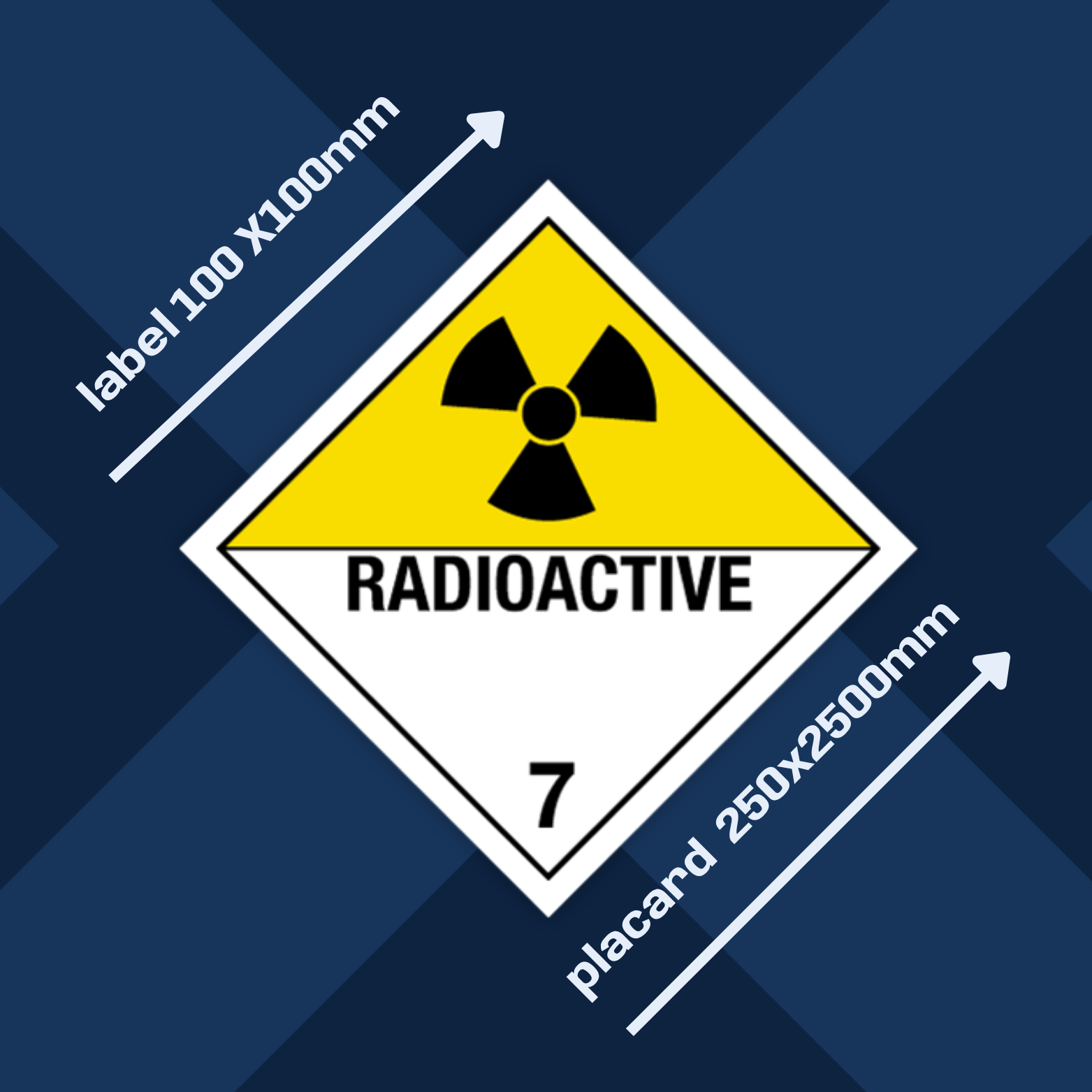 Class 7 | 7.0 Radioactive substances | With text | "Radioactive" | Self-adhesive for Dangerous Goods Transport |  | MYDG.SHOP