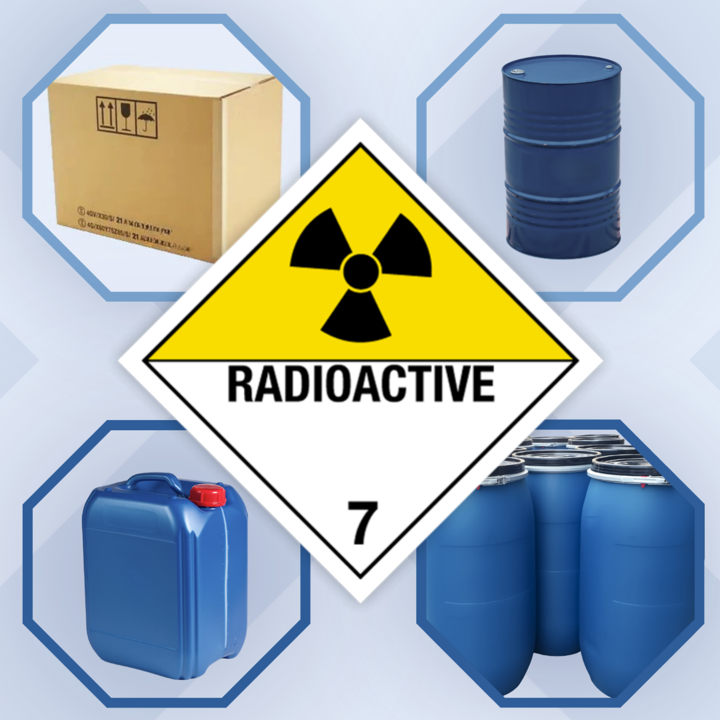 Class 7 | 7.0 Radioactive substances | With text | "Radioactive" | Self-adhesive for Dangerous Goods Transport |  | MYDG.SHOP