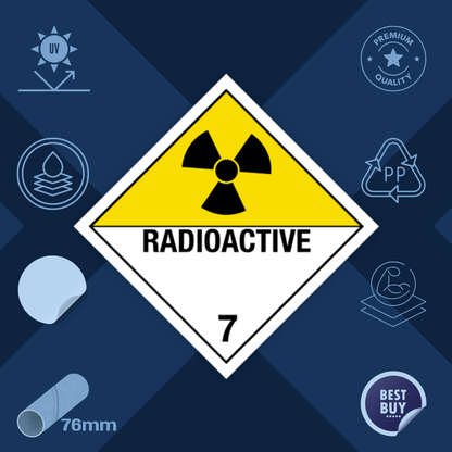 Class 7 | 7.0 Radioactive substances | With text | "Radioactive" | Self-adhesive for Dangerous Goods Transport |  | MYDG.SHOP
