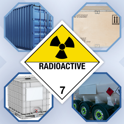 Class 7 | 7.0 Radioactive substances | With text | "Radioactive" | Self-adhesive for Dangerous Goods Transport |  | MYDG.SHOP