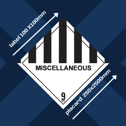 Class 9 | 9.0 Miscellaneous  | With text | "Miscellaneous" | Self-adhesive for Dangerous Goods Transport | Water  | MYDG.SHOP