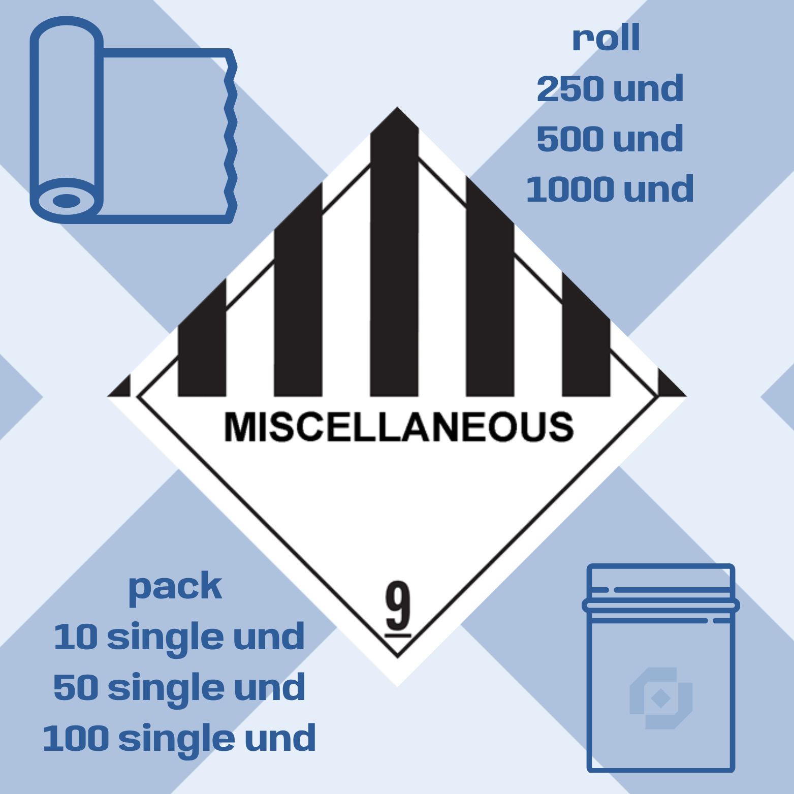 Class 9 | 9.0 Miscellaneous  | With text | "Miscellaneous" | Self-adhesive for Dangerous Goods Transport | Water  | MYDG.SHOP