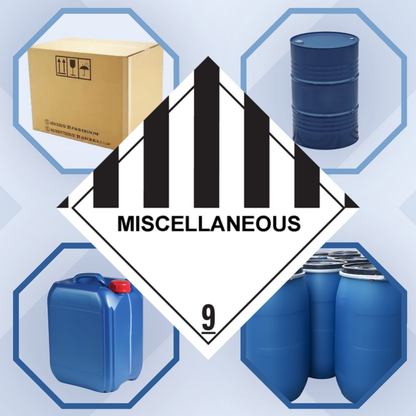 Class 9 | 9.0 Miscellaneous  | With text | "Miscellaneous" | Self-adhesive for Dangerous Goods Transport | Water  | MYDG.SHOP