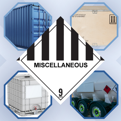 Class 9 | 9.0 Miscellaneous  | With text | "Miscellaneous" | Self-adhesive for Dangerous Goods Transport | Water  | MYDG.SHOP