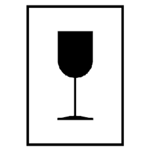 Verre fragile | Autocollant | Conforme à la norme BS5609 | IATA | ADR | IMDG | ADN | RID 