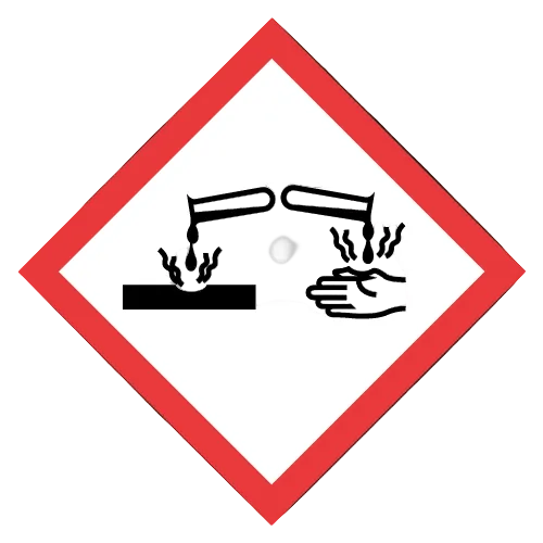 Corrosif (GHS) | Auto-adhésif | Conforme à la norme BS5609 | IATA | ADR | IMDG | ADN | RID 