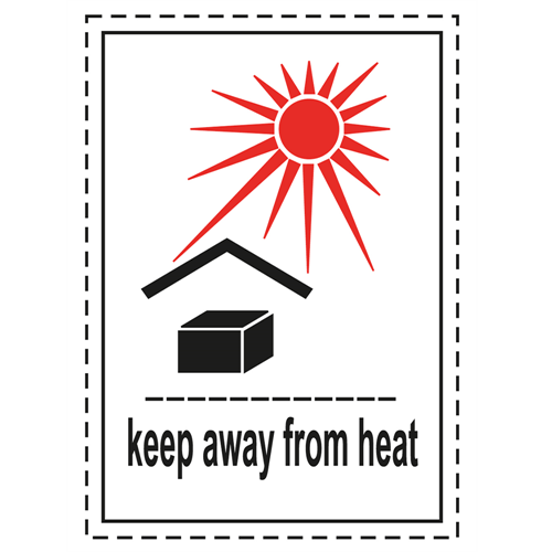 Keep Away From Heat | Self-adhesive | BS5609 approved | IATA | ADR | IMDG | ADN | RID | MYDG.SHOP