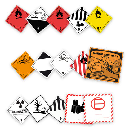 Dangerous goods label kit without text: 15 packs of 10 labels