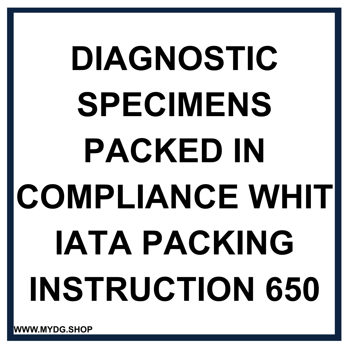 Pharma 1 |  With text | "Diagnostic Specimens..." | Self-adhesive | BS5609 approved | IATA | ADR | IMDG | ADN | R | MYDG.SHOP