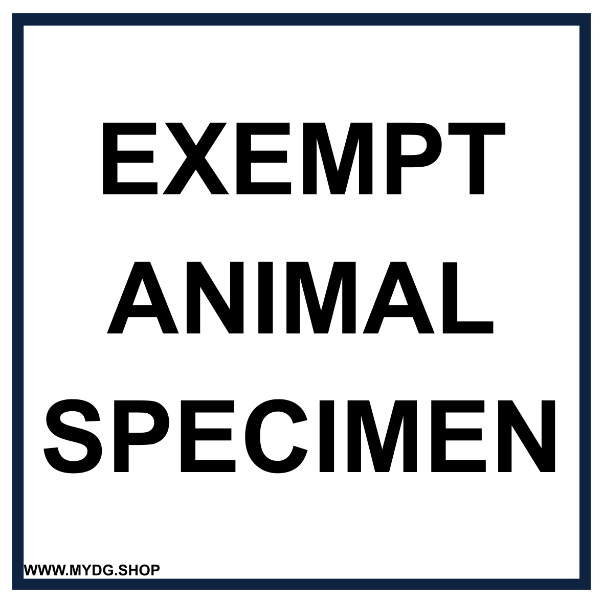 Pharma 2 |  With text | "Exempt Animal Specimen" | Self-adhesive | BS5609 approved | IATA | ADR | IMDG | ADN | RI | MYDG.SHOP
