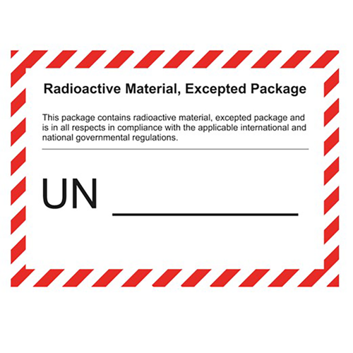 Emballages radioactifs | Avec marquage | Autocollants | Conformes à la norme BS5609 | IATA | ADR | IMDG | ADN | RID 