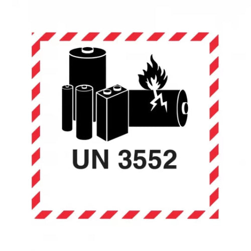Sodium Ion Battery |  With text | "UN 3552"  | Self-adhesive | BS5609 approved | IATA | ADR | IMDG | ADN | RID