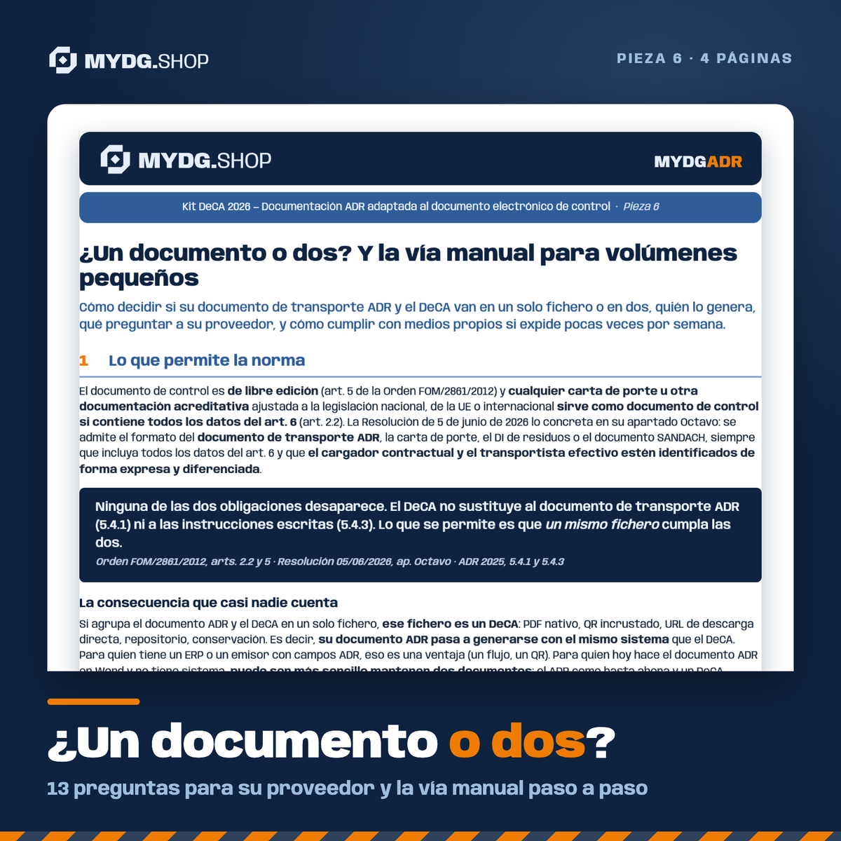 ¿Un documento o dos? DeCA y documento ADR